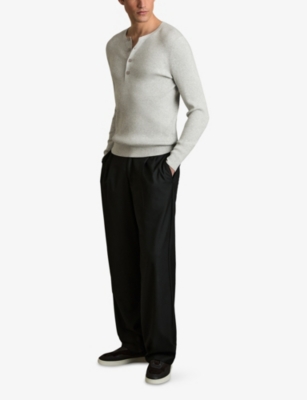 REISS: Ashwell Henley Collar Woven Top