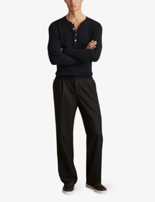REISS: Ashwell Henley Collar Woven Top