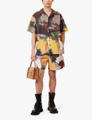 JW ANDERSON: Brand-Embroidered Printed Cotton Shirt