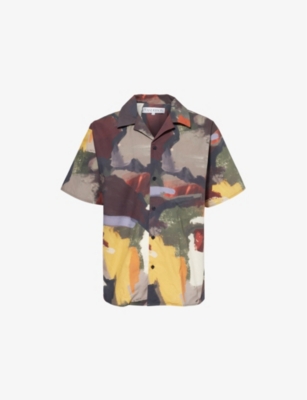 JW ANDERSON: Brand-Embroidered Printed Cotton Shirt