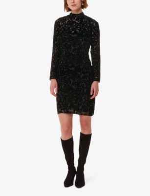 Whistles Embellished Floral Velvet Dress In Black