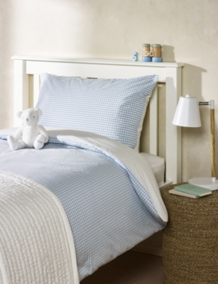 THE LITTLE WHITE COMPANY: Star and Gingham-Print Reversible Double Cotton Bedding Set