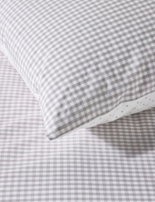THE LITTLE WHITE COMPANY UD GREY CLOUD STAR GINGHAM COT BED COTTON BED S 