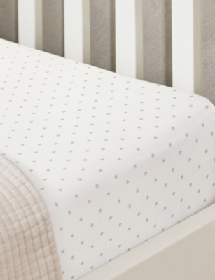 The Little White Company Ud Star Gingham Single Cotton Fitted Sheet