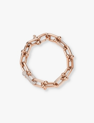 Tiffany & Co Womens Tiffany Hardwear Double Link 18ct Rose Gold And 1.70ct Pavé-diamond Bracelet