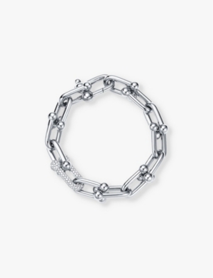 Tiffany & Co Womens White Gold Tiffany Hardwear Double Link 18ct White-gold And 1.70ct Pavé-diamond Bracelet