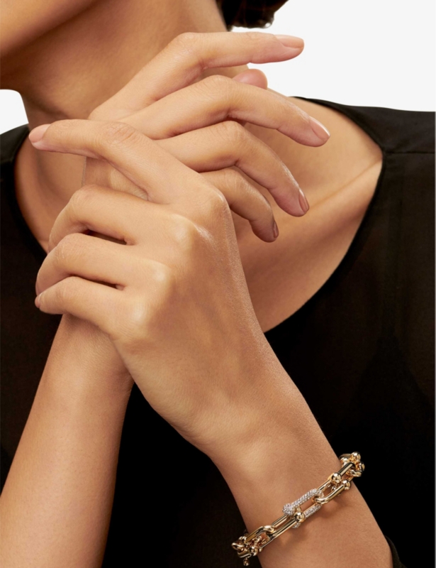 Tiffany HardWear Double Link 18ct yellow-gold and 1.70ct pavé-diamond bracelet