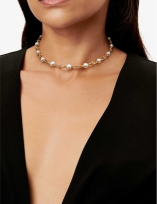 TIFFANY & CO: Tiffany HardWear Graduated Link 18ct yellow-gold and freshwater pearl necklace