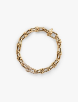 Tiffany & Co Womens Tiffany Hardwear Medium Link 18ct Yellow-gold And 1.39ct Diamond Bracelet Yellow Gold