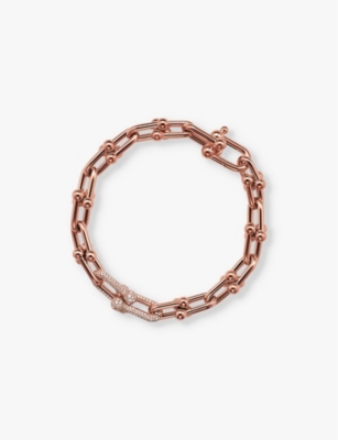 Tiffany & Co Womens Rose Gold Tiffany Hardwear Medium Link 18ct Rose-gold And 1.39ct Diamond Bracelet