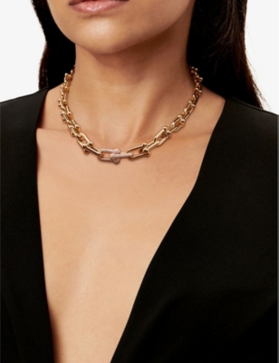 Tiffany & Co Womens Rose Gold Tiffany Hardwear Graduated Link 18ct Rose-gold And 3.19ct Diamond Necklace In Rose Gold