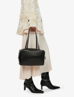 The Row Womens  Astra Leather Bowling Bag In Black Ans