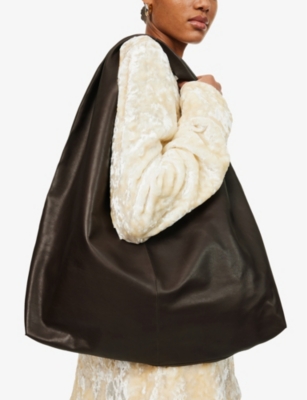 THE ROW WOMENS DARK BROWN ANS NEW BINDLE LEATHER HOBO BAG 