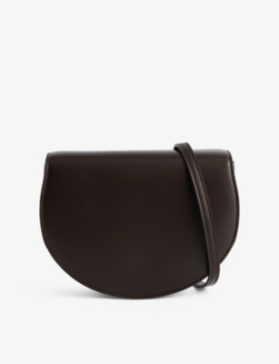 Shop The Row Womens Dark Brown Ans Canteen Mini Logo-debossed Leather Cross-body Bag