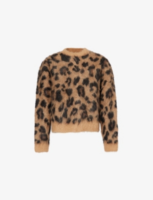 Mens Cole Buxton Leopard-Print Oversized Alpaca-Blend Knit Jumper
