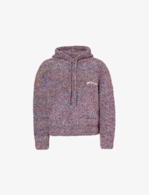 COLE BUXTON MENS OVERSIZED RECYCLED-POLYESTER BLEND STRETCH-BOUCLE KNIT HOODY MULTI 