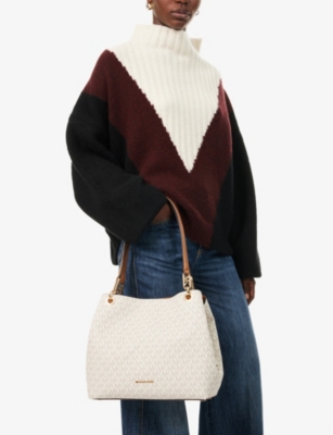 MICHAEL MICHAEL KORS WOMENS VANILLA/ACRN KENSINGTON LARGE SHOULDER BAG 