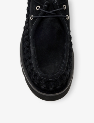 ALLSAINTS MENS ALLSAINTS SKIFF LACE-UP SUEDE BOAT SHOES