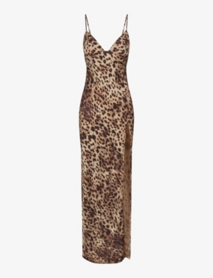 SKIMS: Dolce & Gabbana x SKIMS leopard-print stretch-silk maxi slip dress