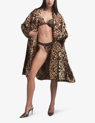 SKIMS: Dolce & Gabbana x SKIMS leopard-print stretch-silk robe cape
