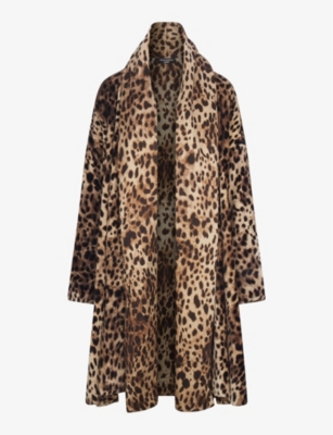 SKIMS WOMENS DOLCE & GABBANA X SKIMS LEOPARD-PRINT STRETCH-SILK ROBE CAPE 
