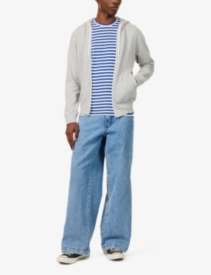 Comme Des Garçons Play Mens Top Gray Brand-patch Two-welt-pockets Regular-fit Cotton-jersey Hoody In Top Gray