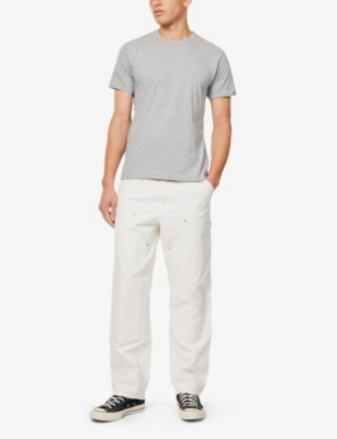 Comme Des Garçons Play Mens Top Gray Brand-patch Crew-neck Regular-fit Cotton-jersey T-shirt In Top Gray
