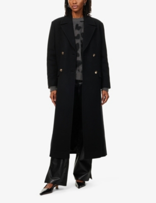 ANINE BING WOMENS BLACK RALEIGH DOUBLE-BREASTED WOOL-BLEND COAT 