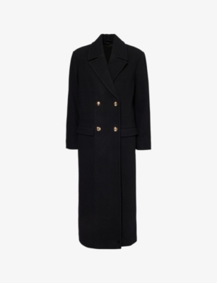 ANINE BING WOMENS BLACK RALEIGH DOUBLE-BREASTED WOOL-BLEND COAT 