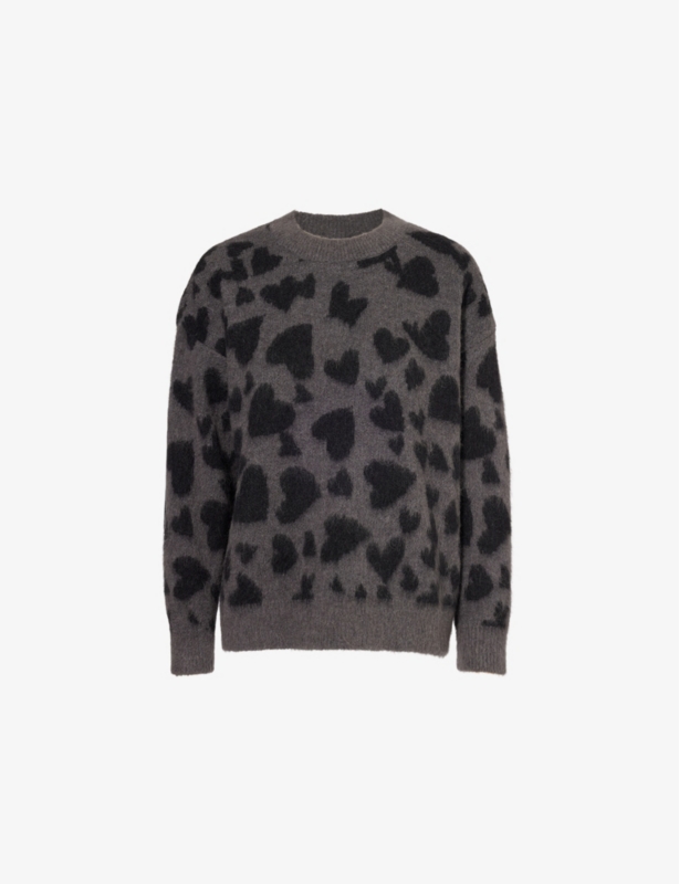 Sydney heart-pattern long-sleeve alpaca-blend knitted jumper