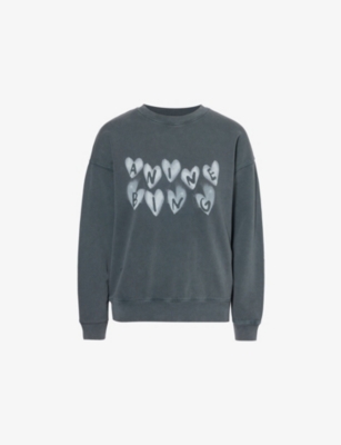 ANINE BING: Spencer brand-and-heart-print cotton-jersey sweatshirt
