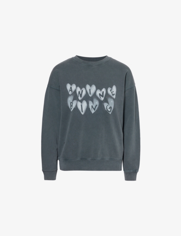 Spencer brand-and-heart-print cotton-jersey sweatshirt