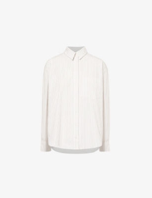 ANINE BING: Braxton Stripe Long-Sleeve Cotton Shirt