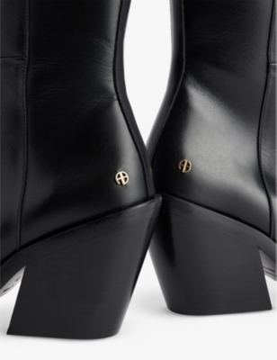 ANINE BING: Tall Bekah brand-plaque leather boots