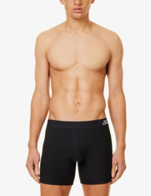 Justwears Mens Pack Of Three Moisture-wicking Stretch-jersey Boxers Black In Black