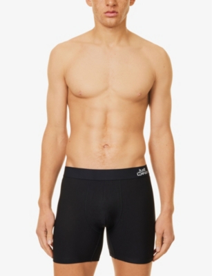 Justwears Mens Pack Of Three Moisture-wicking Stretch-jersey Boxers Black In Black