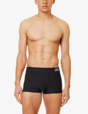 Justwears Mens Pack Of Three Moisture-wicking Stretch-jersey Trunks Black In Black