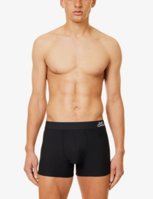 Justwears Mens Black Pack Of Three Moisture-wicking Stretch-jersey Trunks In Black