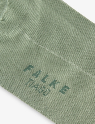 Falke Mens Pale Olive Mid-calf Cotton-blend Knitted Socks