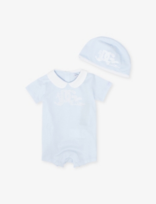 DOLCE & GABBANA: Logo-Print Cotton Romper and Hat Gift Set 0-9 months