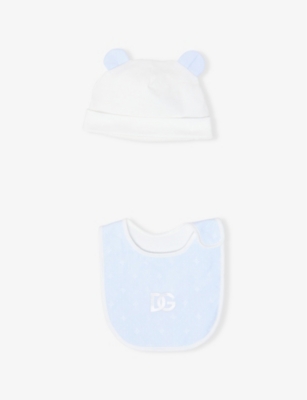 DOLCE & GABBANA: Logo-Print Cotton Babygrow, Hat and Bib Gift Set 0-6 months