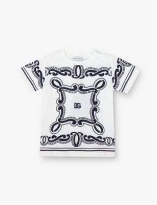 DOLCE & GABBANA RAPHIC-PRINT CREWNECK COTTON T-SHIRT 6 MONTHS-30