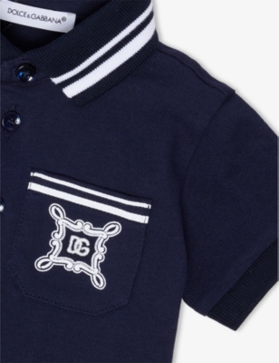DOLCE & GABBANA: Logo-Embroidered Striped-Trim Cotton Polo Shirt