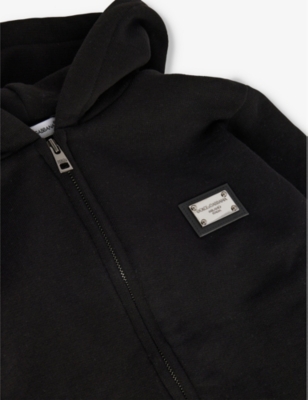 DOLCE & GABBANA: Brand-Plaque Two-Welt-Pockets Cotton-Jersey Hoody 4 years