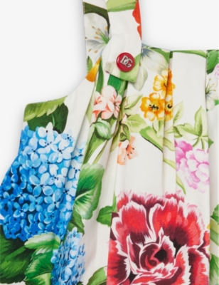 DOLCE & GABBANA: Floral-Print Pleated Cotton Dress 4-12 Years
