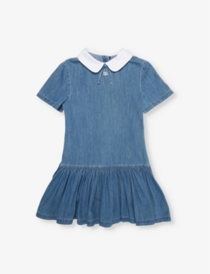 DOLCE & GABBANA: Brand-Plaque Denim Dress 6-12+ years