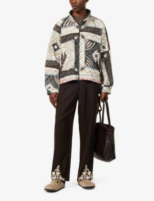 Shop Kartik Research Mens  X Baracuta Contrast-panels Relaxed-fit Cotton Jacket Multi
