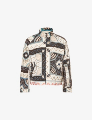 Shop Kartik Research Mens  X Baracuta Contrast-panels Relaxed-fit Cotton Jacket Multi