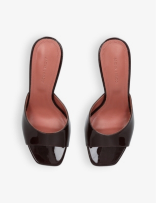 Amina Muaddi Womens Wine Lupita 70 Flared-heel Patent-leather Heeled Mules In Wine