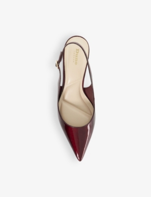 Dune Womens Red Leather Celinna Kitten-heel Faux-leather Court Shoes In Red Leather
